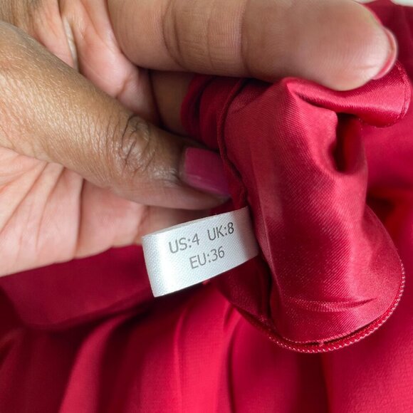 iEFiEL Burgundy Sleeveless Halter Neck High-Low Flare Evening Party Dress Sz 4 - Picture 8 of 11